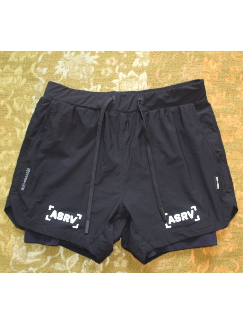 ASRV Tetra-Lite 2-in-1 Men's Lined Shorts Black size M Training Gym Workout